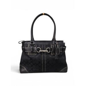 Coach Hampton Vintage 2006 Black Signature Canvas Tote w/Silver Hardware